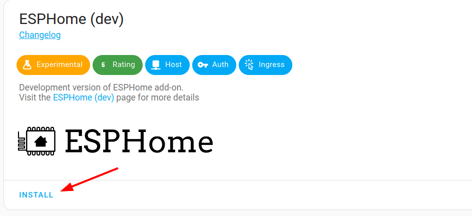 Esphome install button