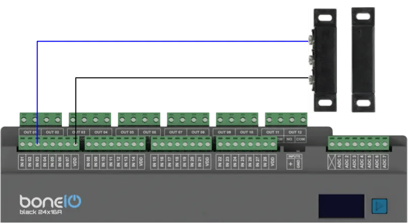 Schemat podłączenia kontaktronu