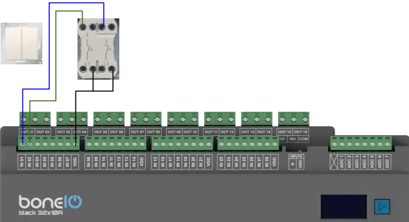 Schemat podłączenia przycisku monostabilnego