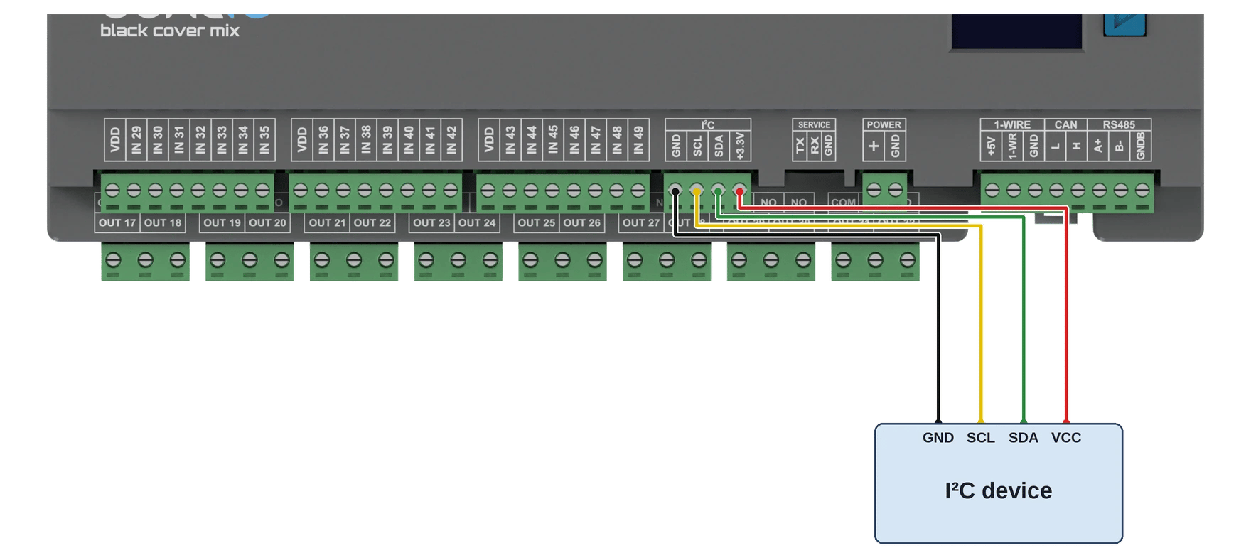 Graphical diagram of connecting I2C devices