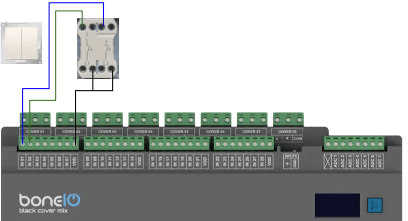 Schemat podłączenia przełącznika chwilowego