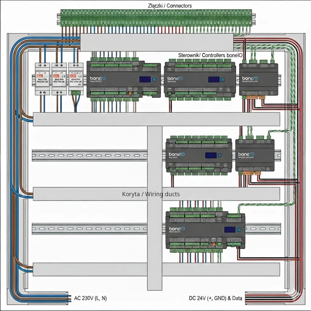 Przykładowy układ rozdzielnicy boneIO