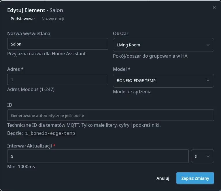 Black configuration window