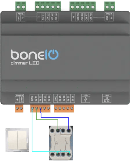 Schemat podłączenia przycisku monostabilnego