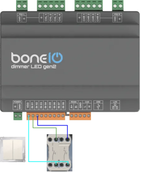 Schemat podłączenia przycisku monostabilnego