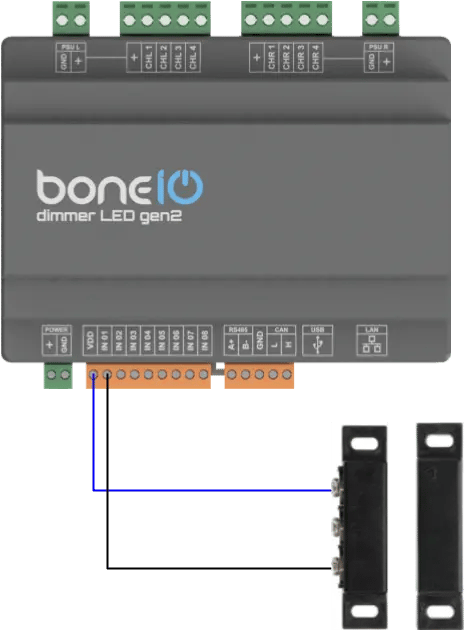Schemat podłączenia kontaktronu