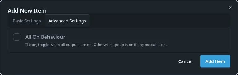 Advanced settings view