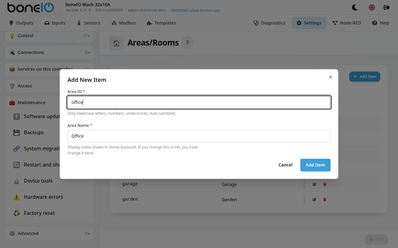 Adding an area