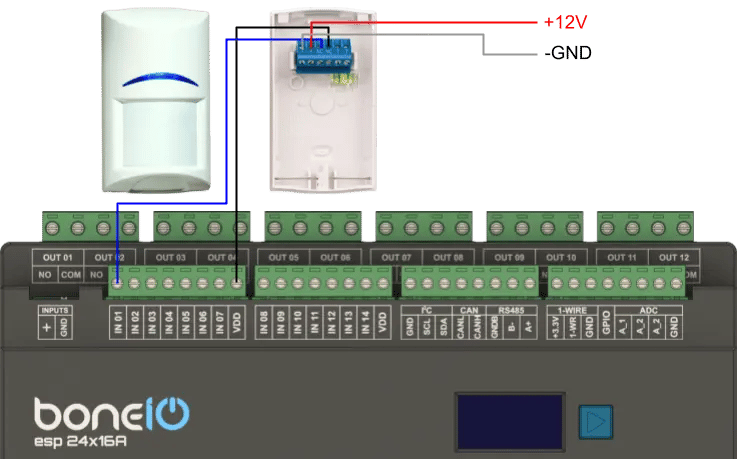 Schemat podłączenia czujniku ruchu