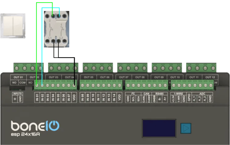 Podłączenie wejścia monostabilnego