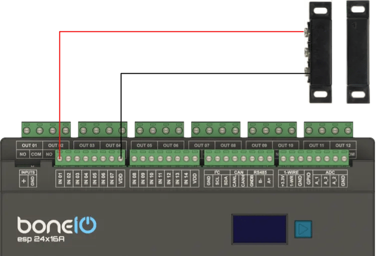 Schemat podłączenia kontaktronu
