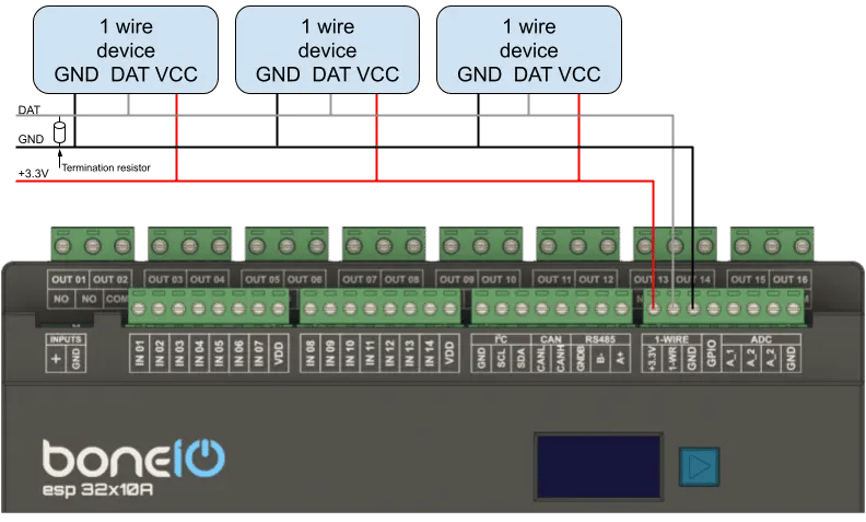 Schemat podłączeń urządzenia 1-Wire