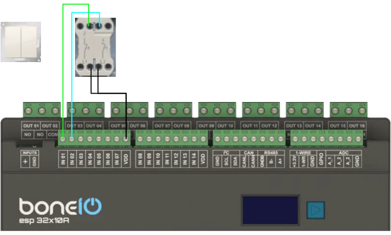 Schemat podłączenia przycisku monostabilnego