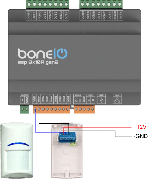 Schemat podłączenia czujniku ruchu