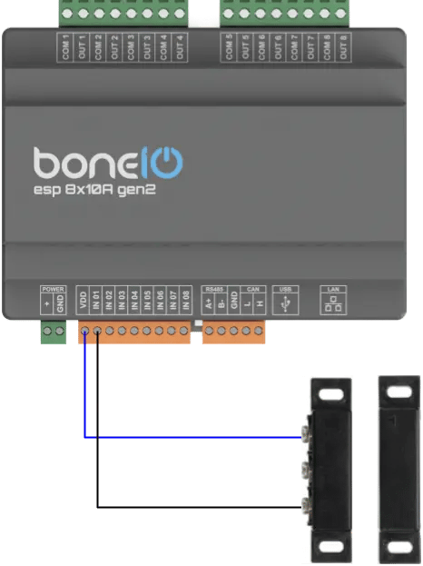 Schemat podłączenia kontaktronu
