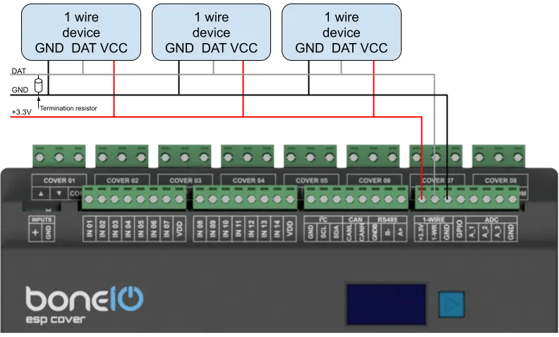 Schemat podłączeń urządzenia 1-Wire