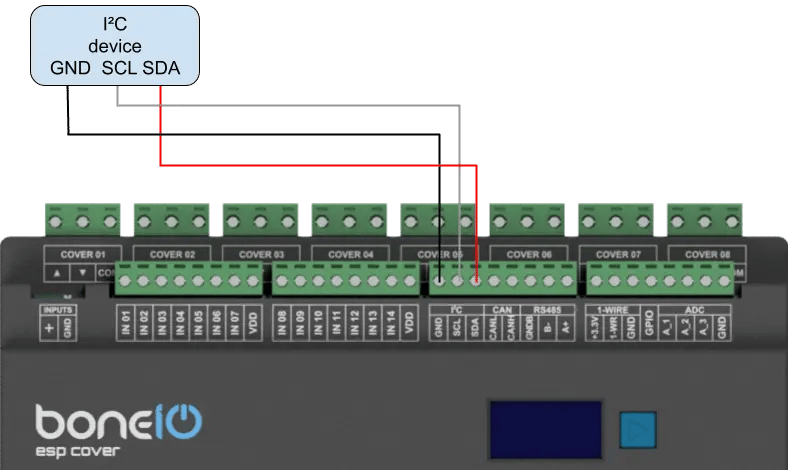 Schemat podłączenia urządzeń I2C