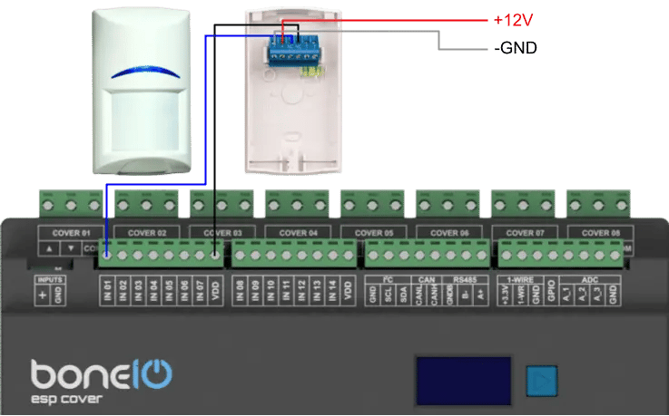Schemat podłączenia czujniku ruchu