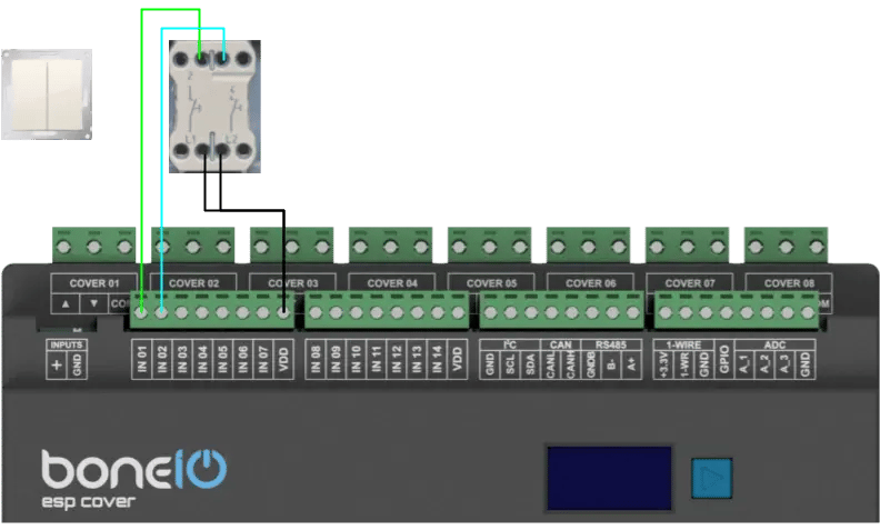 Schemat podłączenia przycisku monostabilnego