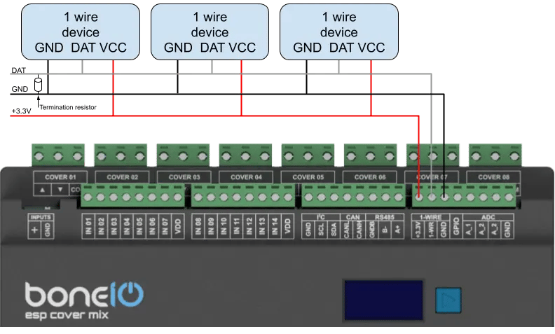 Schemat podłączeń urządzenia 1-Wire