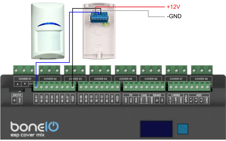 Schemat podłączenia czujniku ruchu