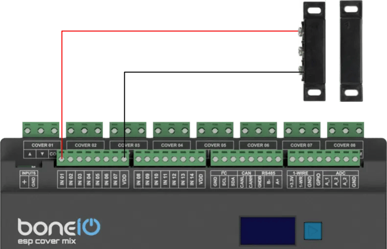 Schemat podłączenia kontaktronu