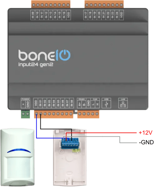 Schemat podłączenia czujniku ruchu