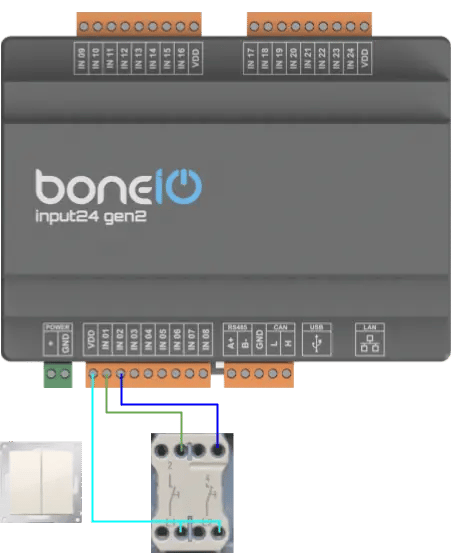 Schemat podłączenia przycisku monostabilnego
