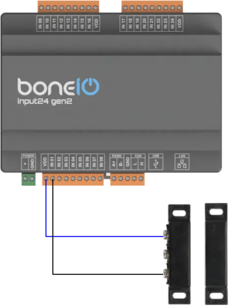 Schemat podłączenia kontaktronu