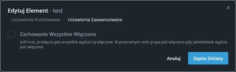 Widok menu Obszary