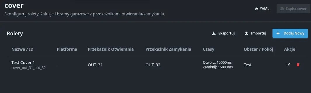 Widok menu Obszary
