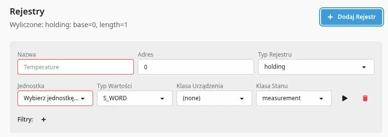 Widok menu Czujniki binarne