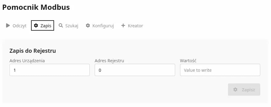 Widok menu Czujniki binarne