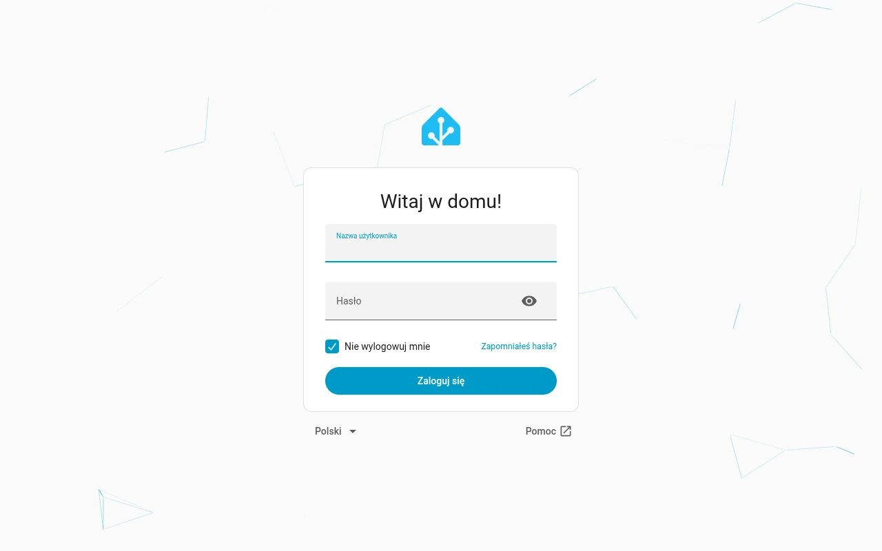 Ekran logowania Home Assistant