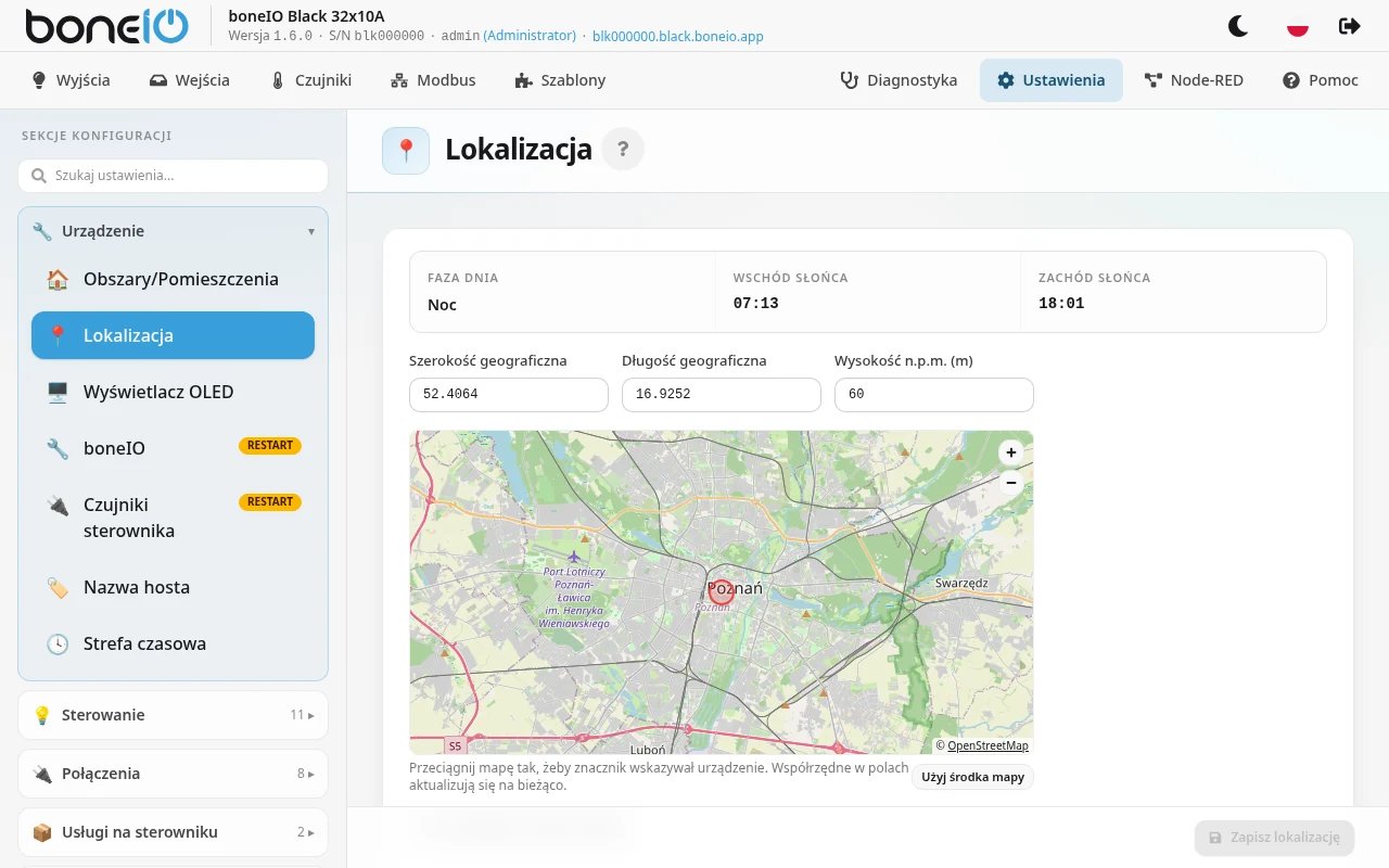 Lokalizacja z włączoną mapą