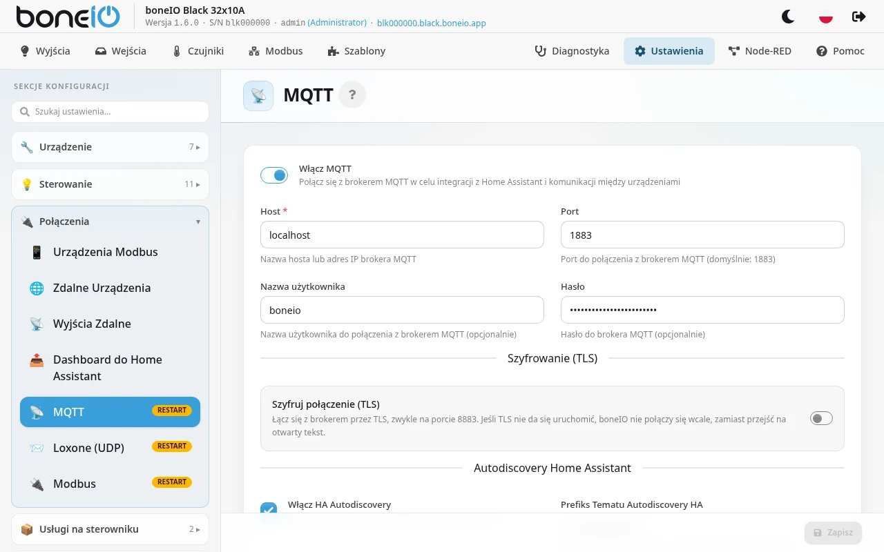 Ustawienia MQTT